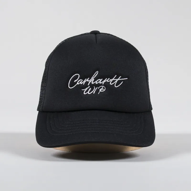 Carhartt WIP Mens Signature Trucker Cap Hat Black White