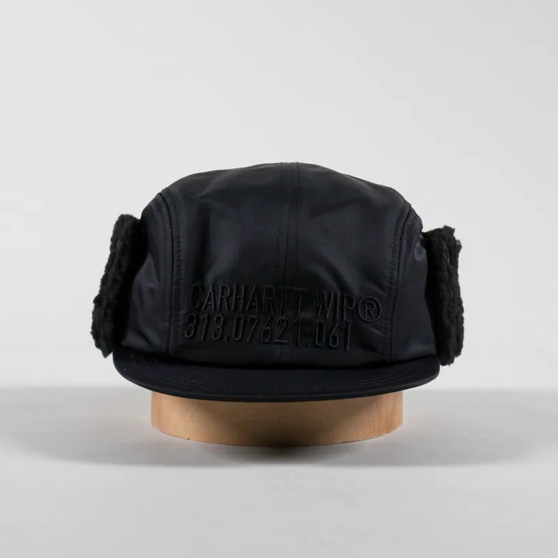 Carhartt WIP Mens Four Panel Olten Ear Guard Cap Hat Black
