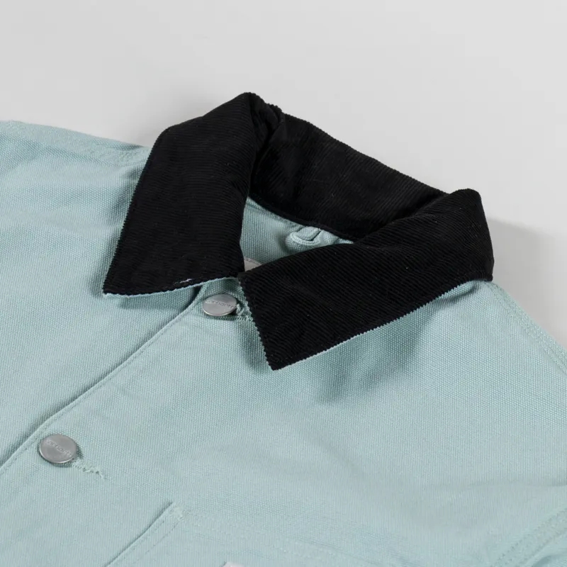 Carhartt WIP Womens OG Michigan Coat Frosted Green Black Rinsed-6