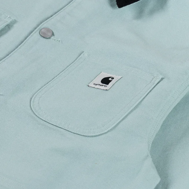 Carhartt WIP Womens OG Michigan Coat Frosted Green Black Rinsed-9