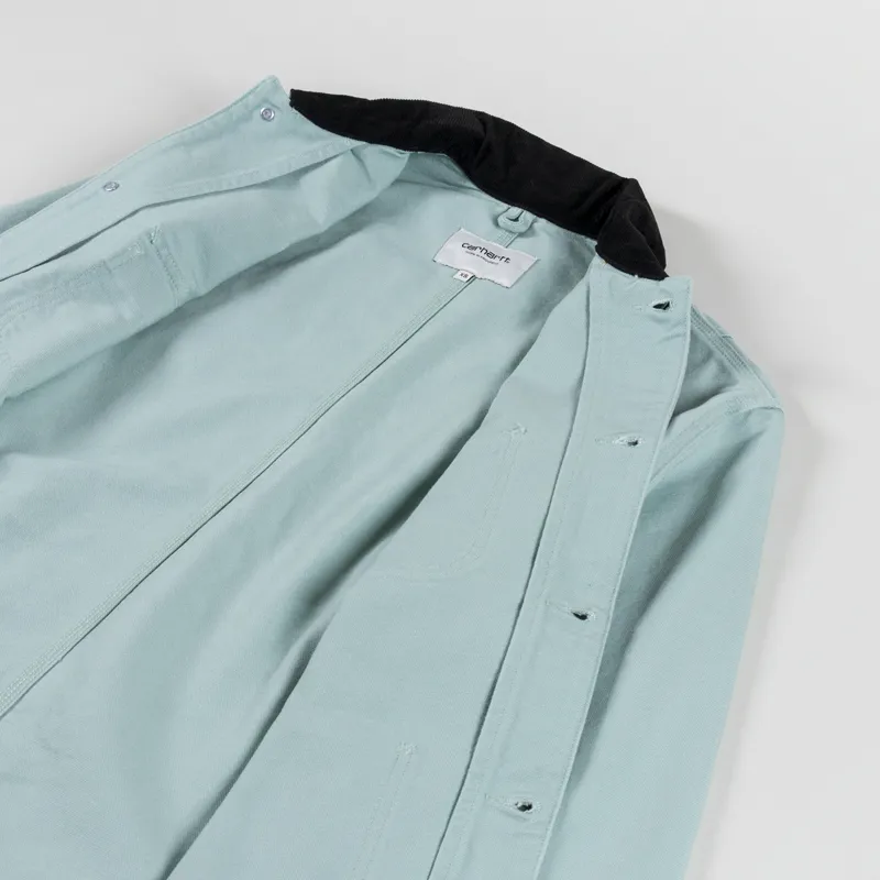 Carhartt WIP Womens OG Michigan Coat Frosted Green Black Rinsed-5