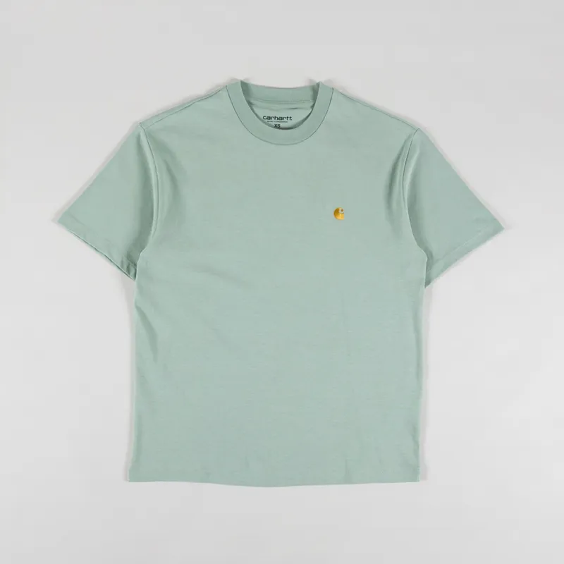 Carhartt WIP Womens Chase T Shirt Frosted Green Gold