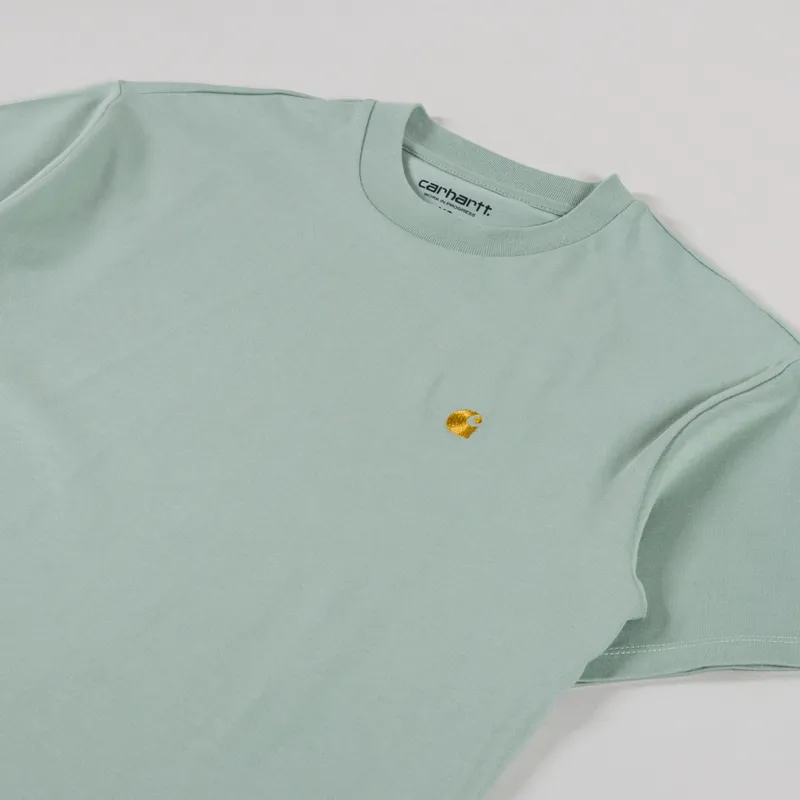 Carhartt WIP Womens Chase T Shirt Frosted Green Gold-1