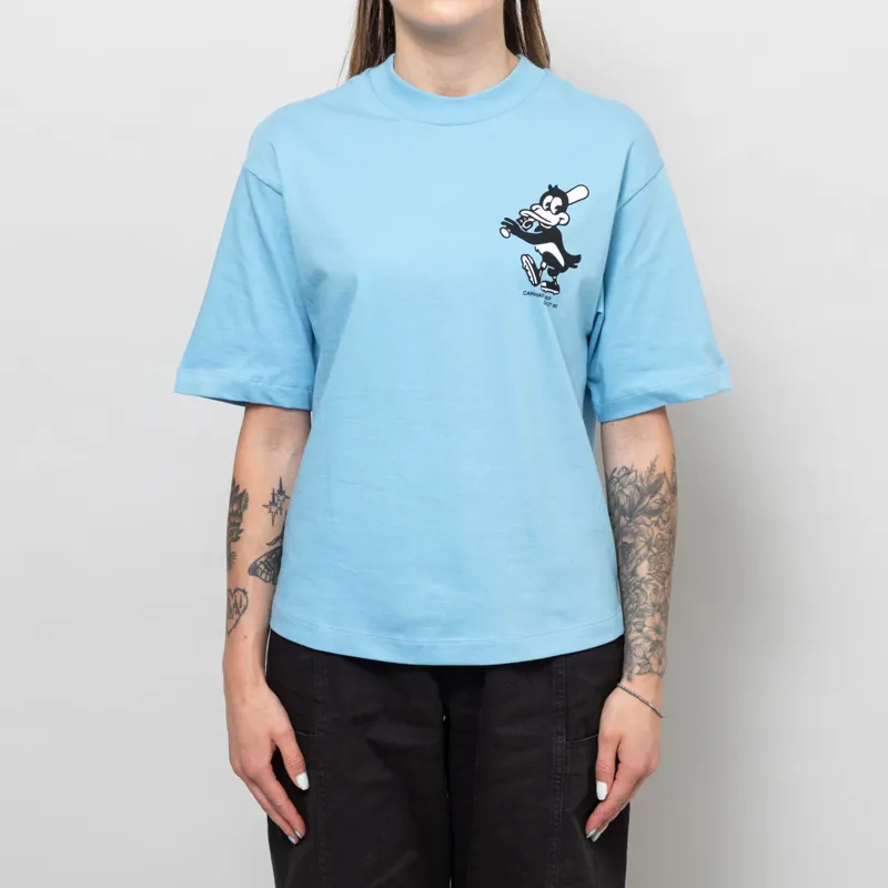 Carhartt WIP Womens Graphic Home Run Logo Tee T Shirt Bluebird