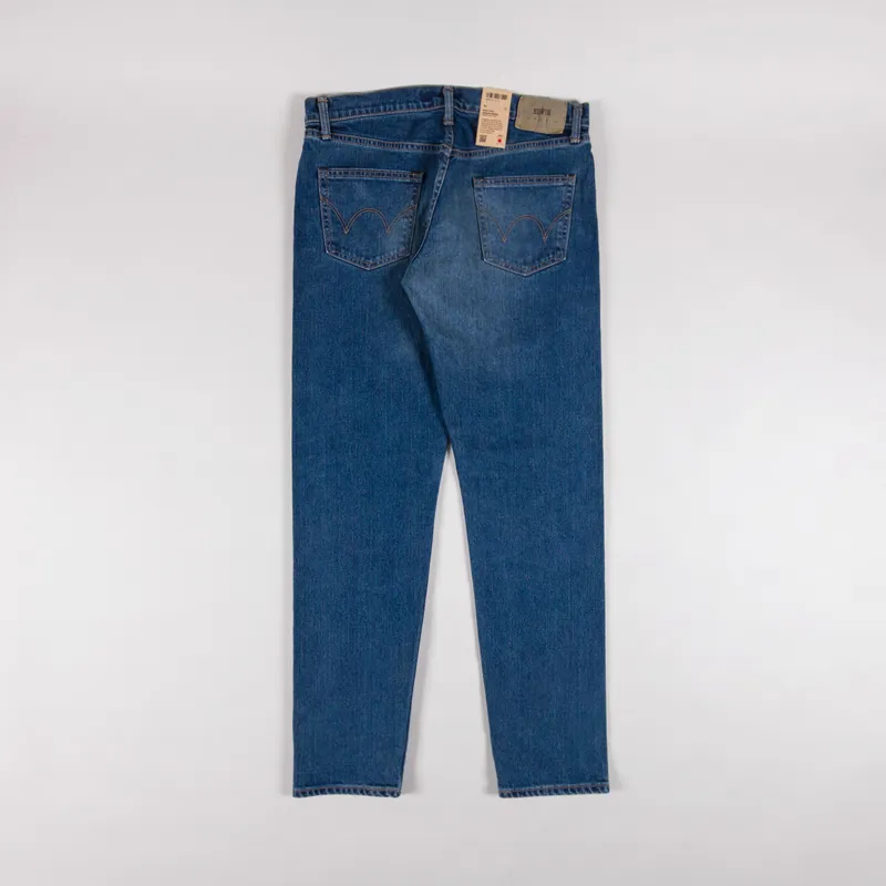 Edwin Mens Regular Tapered Denim Jeans Indigo Blue Mid Used