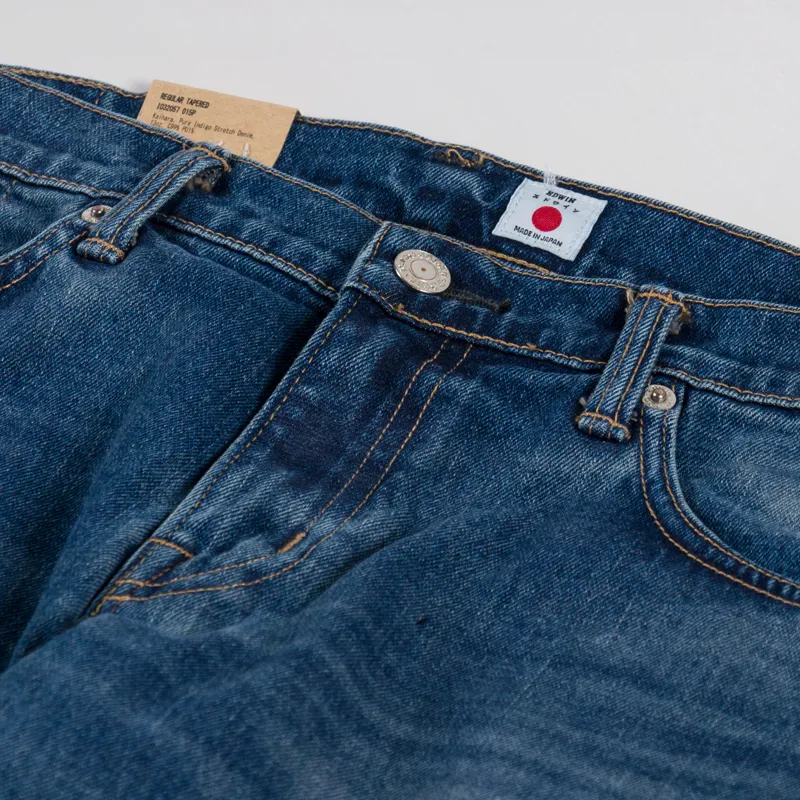 Edwin Regular Tapered Jeans Blue Mid Used-8
