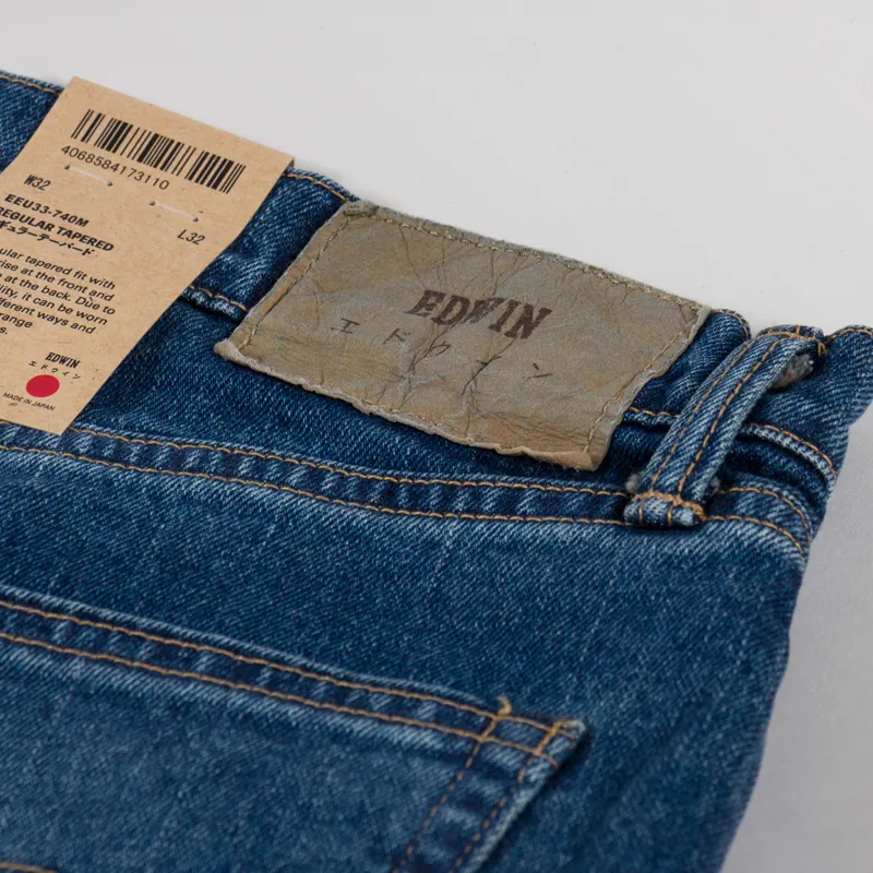 Edwin Regular Tapered Jeans Blue Mid Used-10