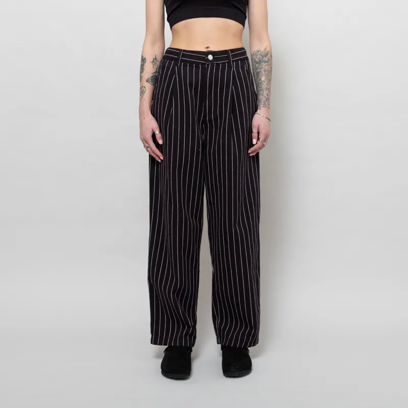 Carhartt WIP Womens Hendry Pants Seaton Stripe Black Wax Rinsed