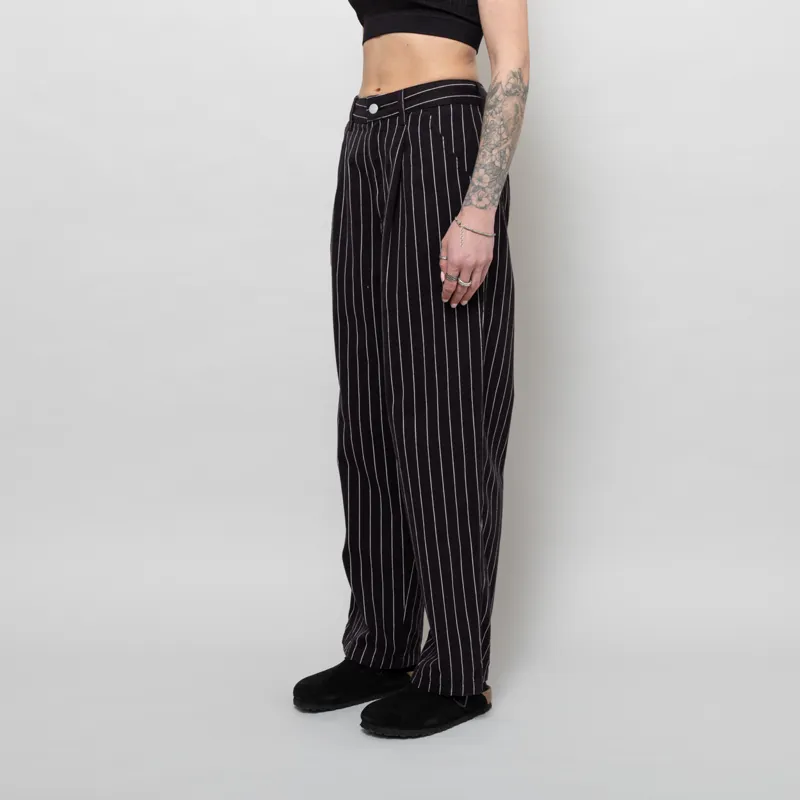 Carhartt WIP Womens Hendry Pants Seaton Stripe Black Wax Rinsed-1