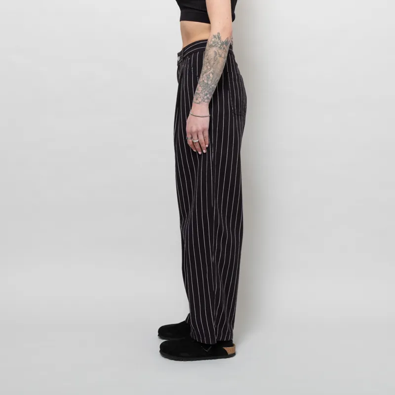 Carhartt WIP Womens Hendry Pants Seaton Stripe Black Wax Rinsed-2