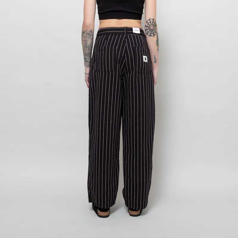 Carhartt WIP Womens Hendry Pants Seaton Stripe Black Wax Rinsed-3