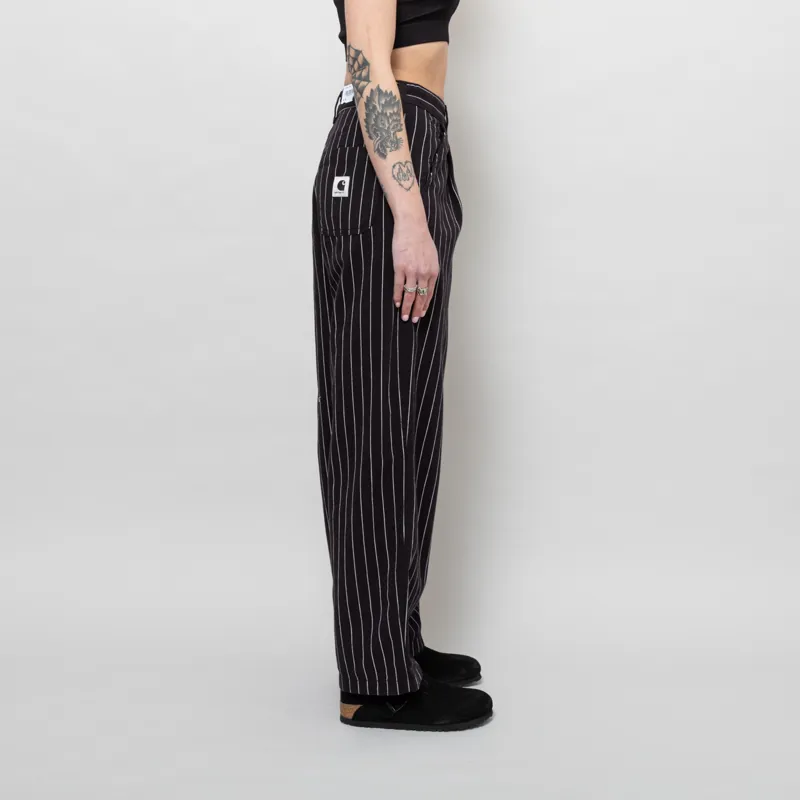 Carhartt WIP Womens Hendry Pants Seaton Stripe Black Wax Rinsed-4