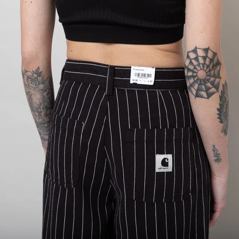 Carhartt WIP Womens Hendry Pants Seaton Stripe Black Wax Rinsed-5