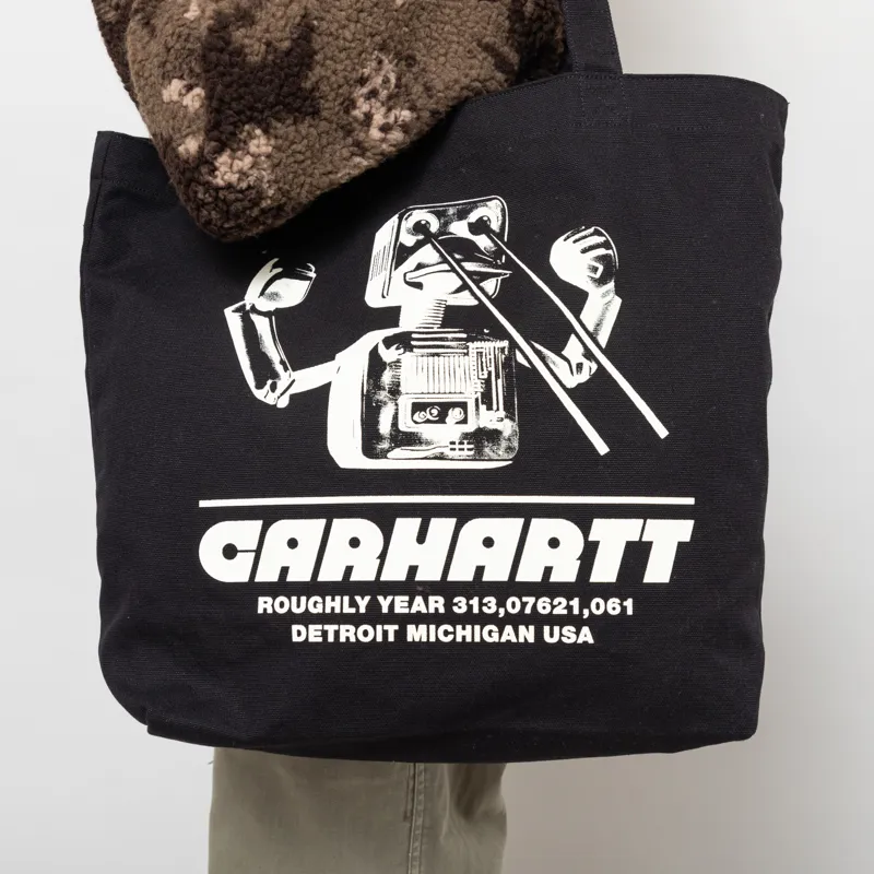 Carhartt WIP Womens Canvas Graphic Tote Wiptopia Print Black-4