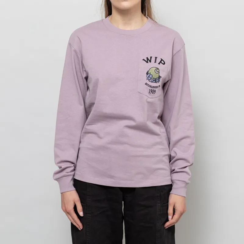 Carhartt WIP Womens Long Sleeve Pocket Jubilee T Shirt Pink Fog