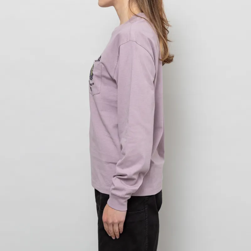 Carhartt WIP Womens Long Sleeve Pocket Jubilee T Shirt Pink Fog-2