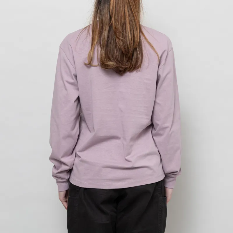 Carhartt WIP Womens Long Sleeve Pocket Jubilee T Shirt Pink Fog-3