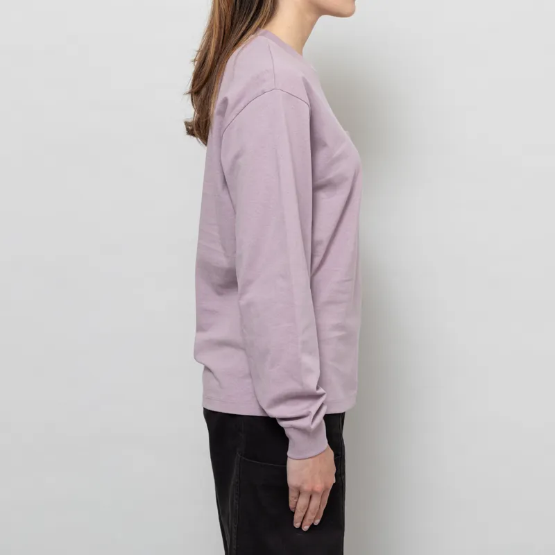 Carhartt WIP Womens Long Sleeve Pocket Jubilee T Shirt Pink Fog-4