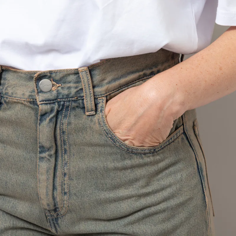 Carhartt WIP Womens Brandon Pant Blue Leather Garment Dyed-5