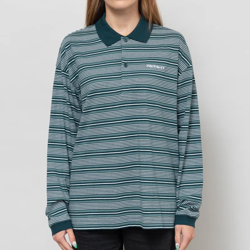 Carhartt WIP Womens Long Sleeve Largo Polo Shirt Deep Lagoon