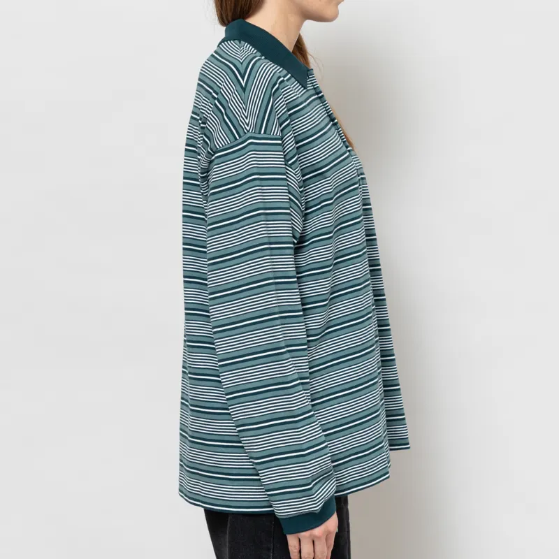 Carhartt WIP Womens Long Sleeve Largo Polo Shirt Deep Lagoon-4