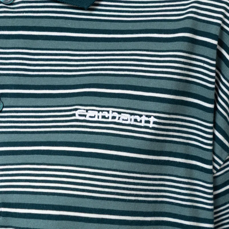 Carhartt WIP Womens Long Sleeve Largo Polo Shirt Deep Lagoon-6