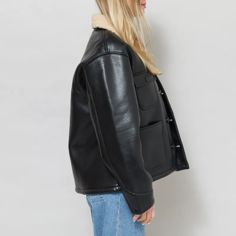 Carhartt WIP Womens Shepton OG Michigan Coat Black Natural-5