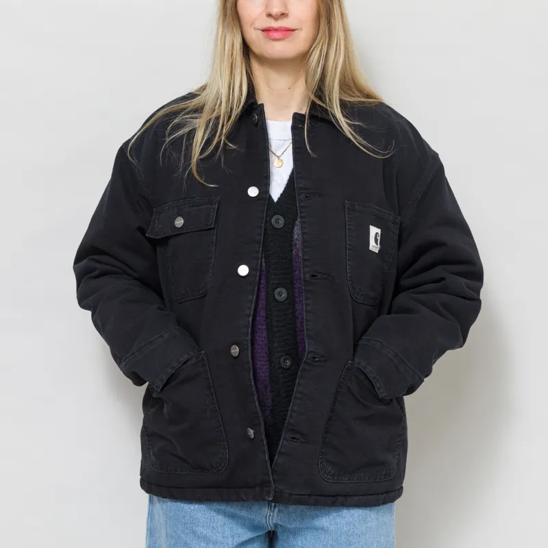 Carhartt WIP Womens OG Michigan Coat Black Grind Wash-1