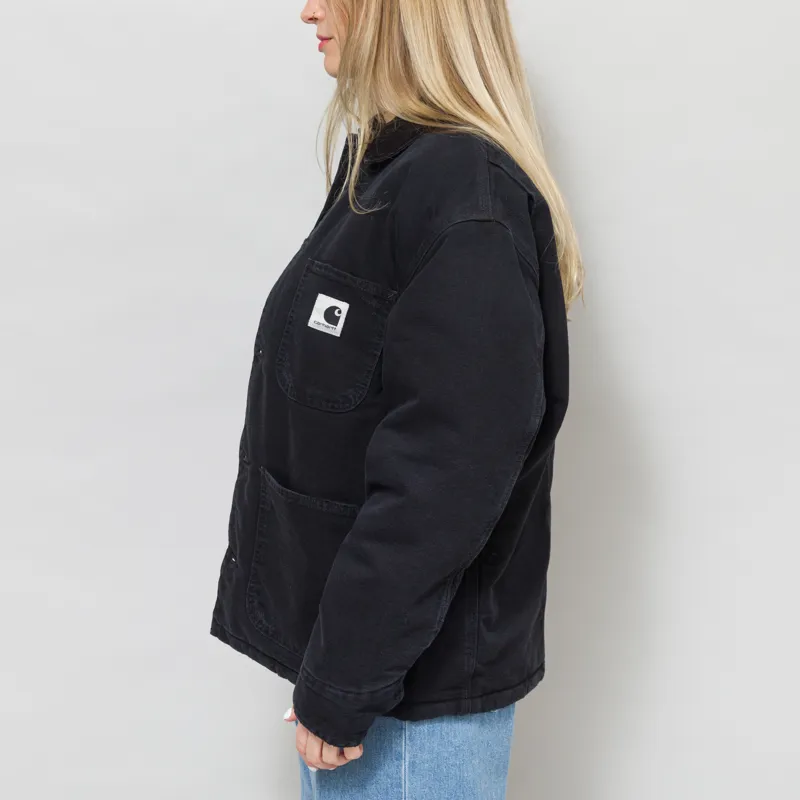 Carhartt WIP Womens OG Michigan Coat Black Grind Wash-3