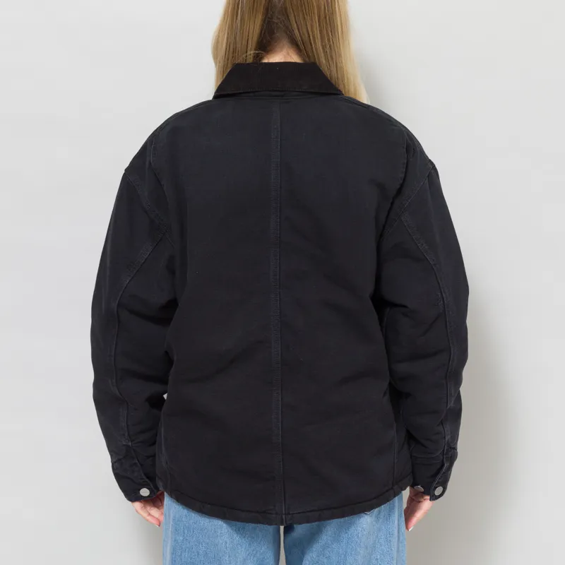 Carhartt WIP Womens OG Michigan Coat Black Grind Wash-4