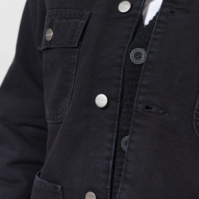 Carhartt WIP Womens OG Michigan Coat Black Grind Wash-7