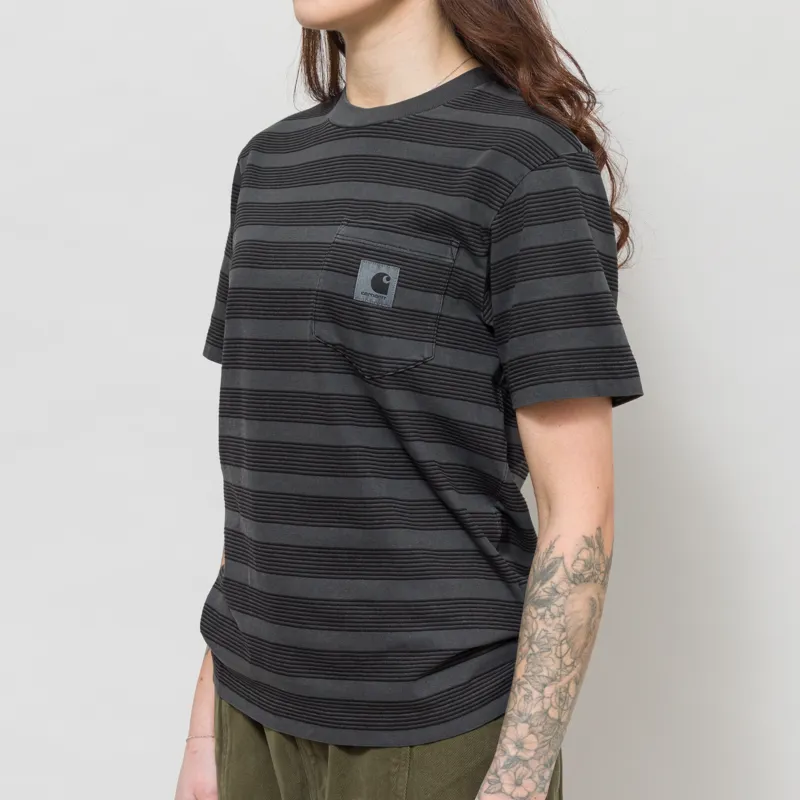 Carhartt WIP Womens Hanson Pocket T Shirt Black Stripe-1