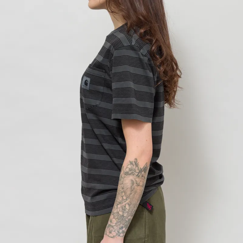 Carhartt WIP Womens Hanson Pocket T Shirt Black Stripe-2