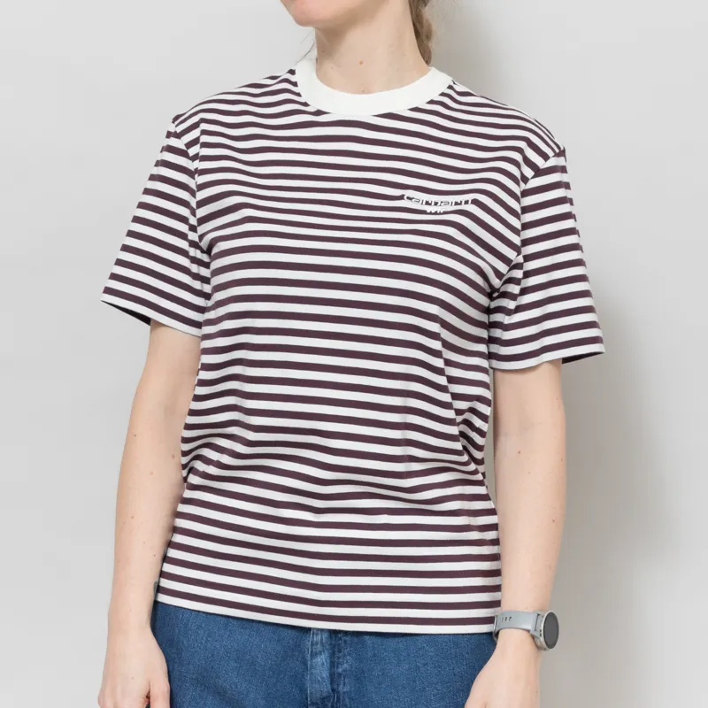 Carhartt WIP Womens Ezra T Shirt Striped Cozy Purple Wax