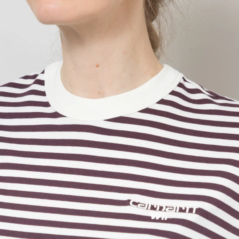 Carhartt WIP Womens Ezra T Shirt Striped Cozy Purple Wax-5