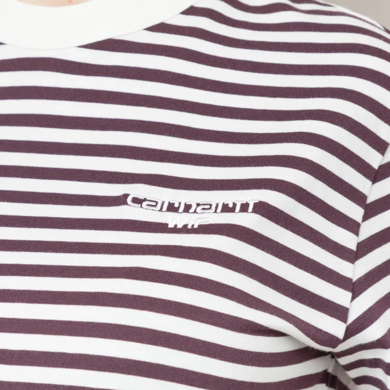 Carhartt WIP Womens Ezra T Shirt Striped Cozy Purple Wax-6