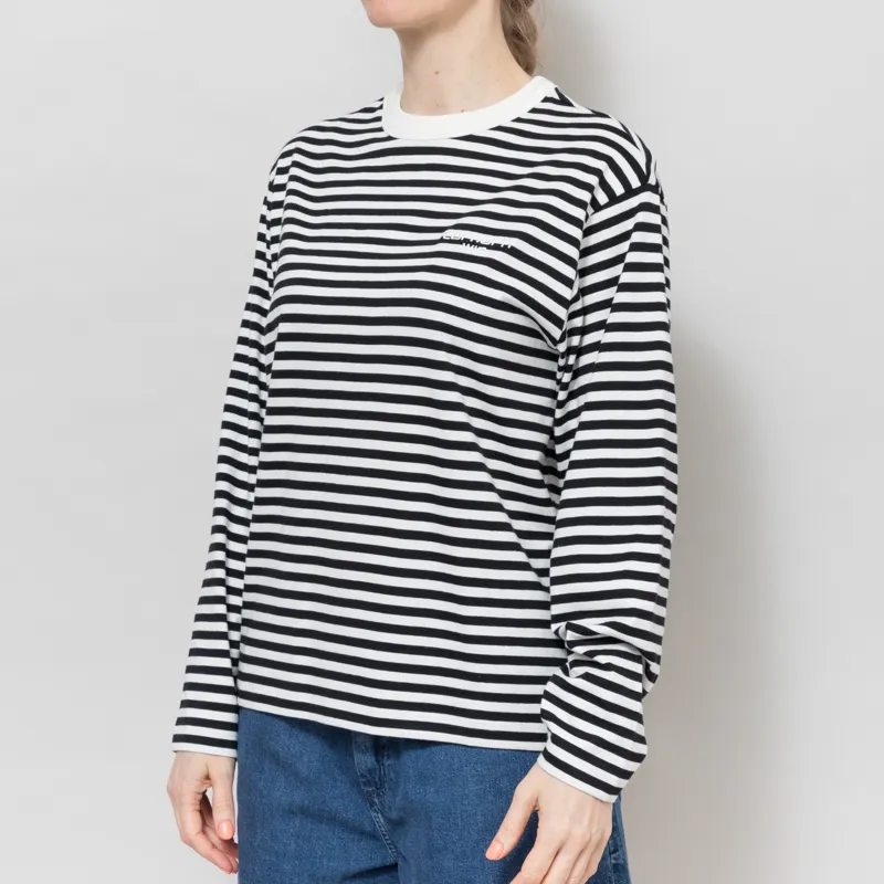 Carhartt WIP Womens Long Sleeve Ezra T Shirt Striped Black Wax-1