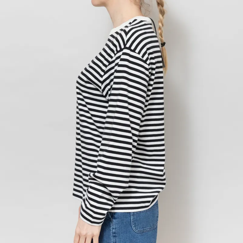 Carhartt WIP Womens Long Sleeve Ezra T Shirt Striped Black Wax-2