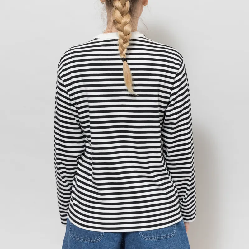 Carhartt WIP Womens Long Sleeve Ezra T Shirt Striped Black Wax-3