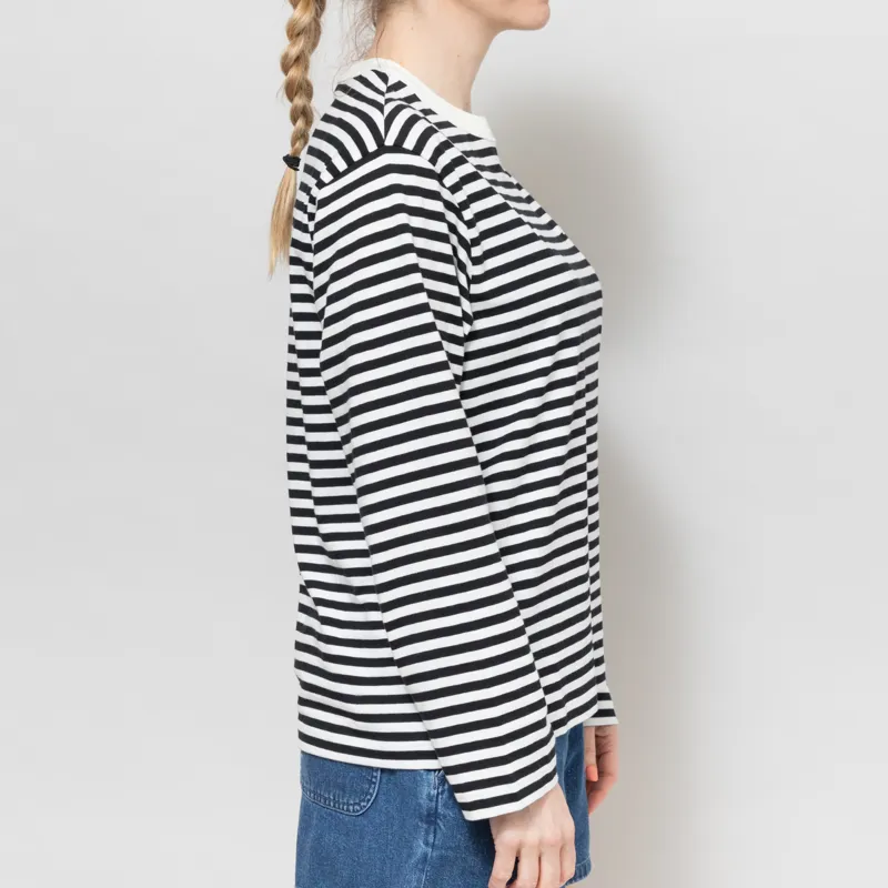 Carhartt WIP Womens Long Sleeve Ezra T Shirt Striped Black Wax-4