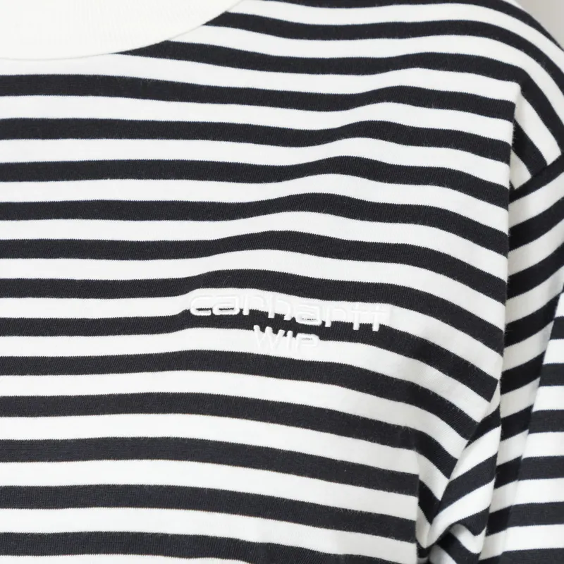 Carhartt WIP Womens Long Sleeve Ezra T Shirt Striped Black Wax-6