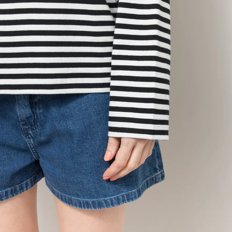 Carhartt WIP Womens Long Sleeve Ezra T Shirt Striped Black Wax-7