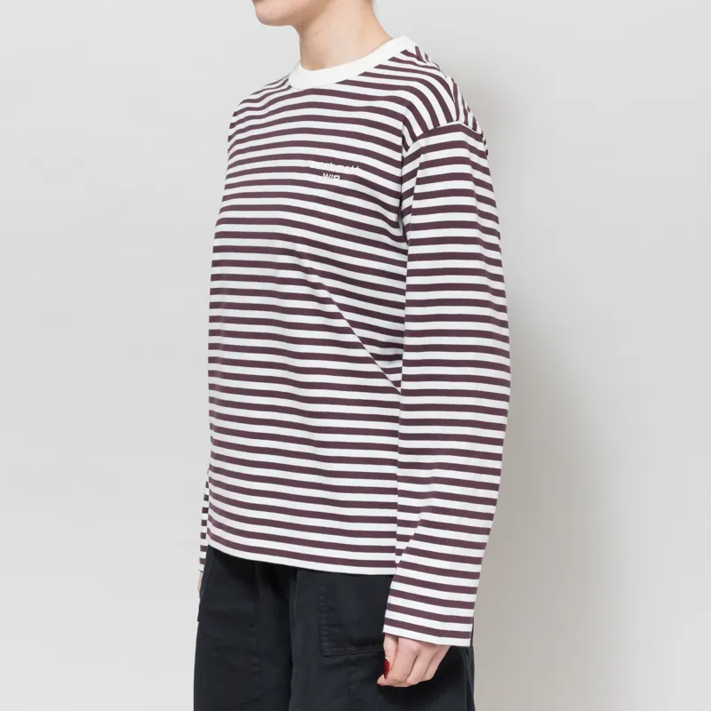 Carhartt WIP Womens Long Sleeve Ezra T Shirt Striped Cozy Purple Wax-1