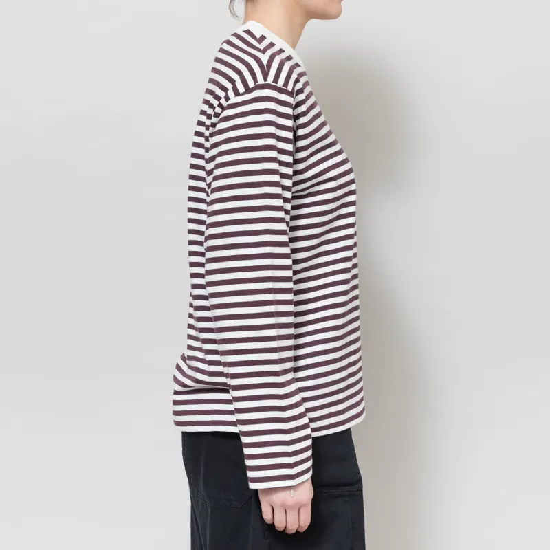 Carhartt WIP Womens Long Sleeve Ezra T Shirt Striped Cozy Purple Wax-4