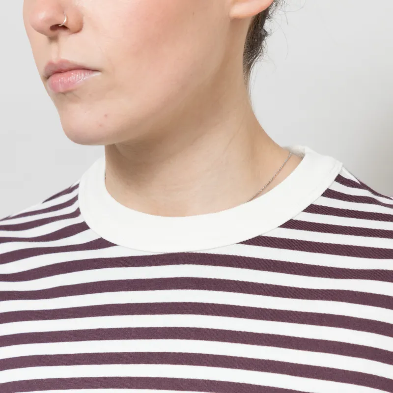 Carhartt WIP Womens Long Sleeve Ezra T Shirt Striped Cozy Purple Wax-5