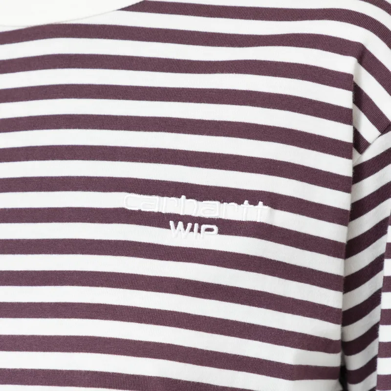 Carhartt WIP Womens Long Sleeve Ezra T Shirt Striped Cozy Purple Wax-6