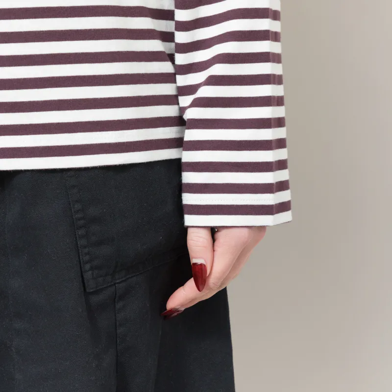 Carhartt WIP Womens Long Sleeve Ezra T Shirt Striped Cozy Purple Wax-7