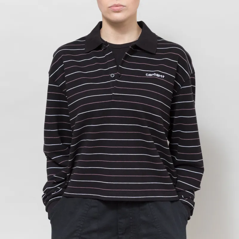 Carhartt WIP Womens Long Sleeve Mabel Polo Striped Black