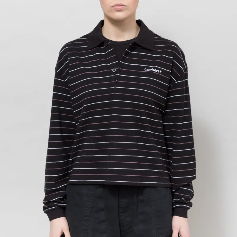 Carhartt WIP Womens Long Sleeve Mabel Polo Striped Black-1