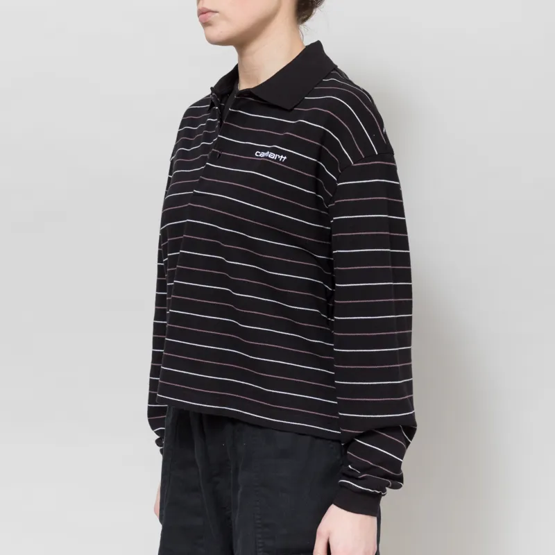 Carhartt WIP Womens Long Sleeve Mabel Polo Striped Black-2